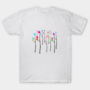 Colorful Perching Birds Trees Forest T-Shirt